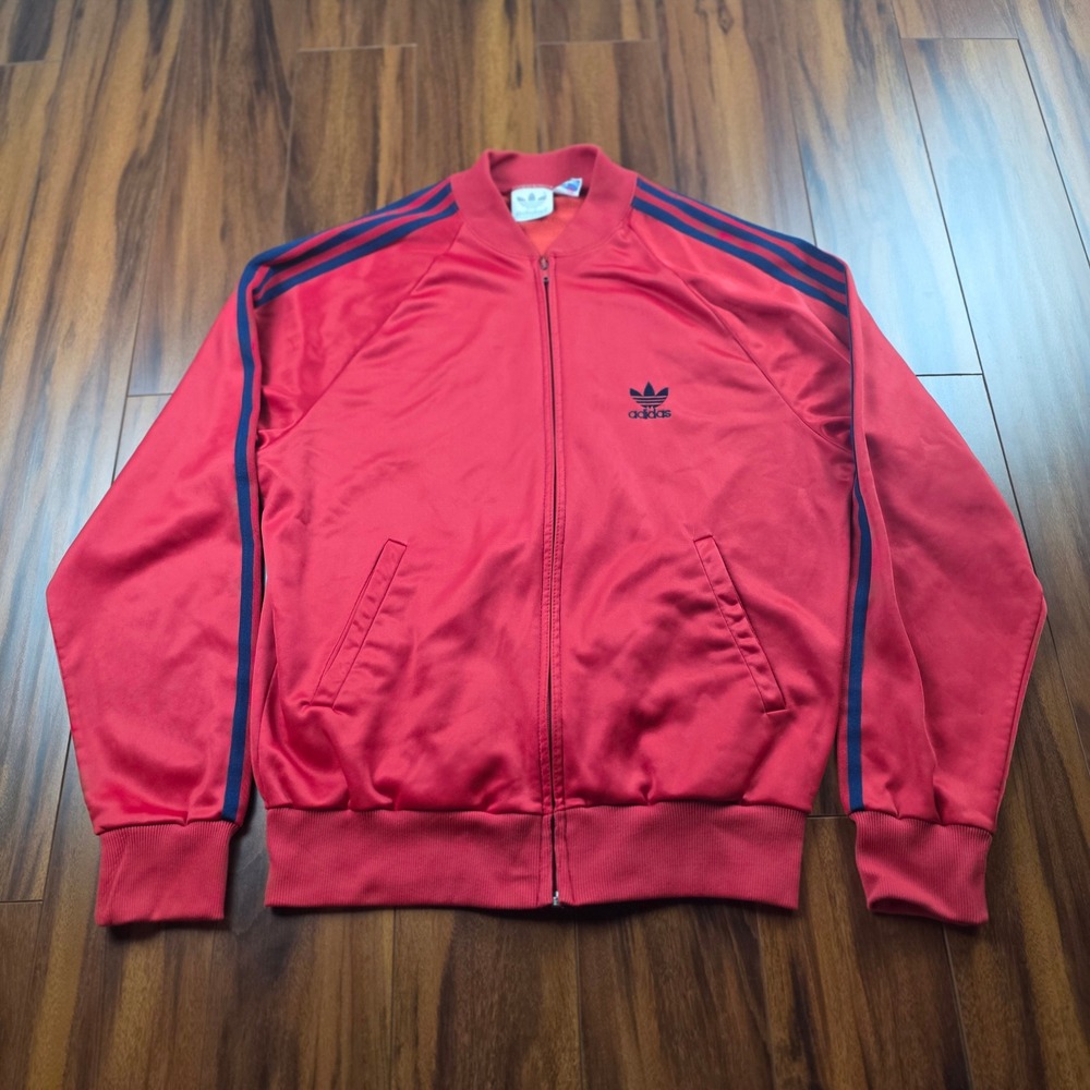Vintage Adidas ATP Track Jacket Mens Medium Red Navy Made in USA Trefoil Zip